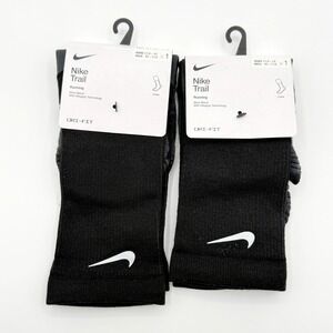 2 PAIR - Nike Trail Running Crew Socks Wool Blend Dri-FIT Men's 10-11.5 Black